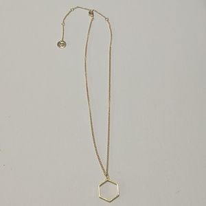MintMongoose Gold Dainty Hexagon Charm Necklace